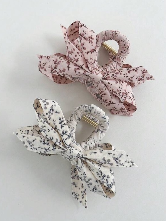 Accessories - 2 piece Fabric Bow Hair Claw Clip